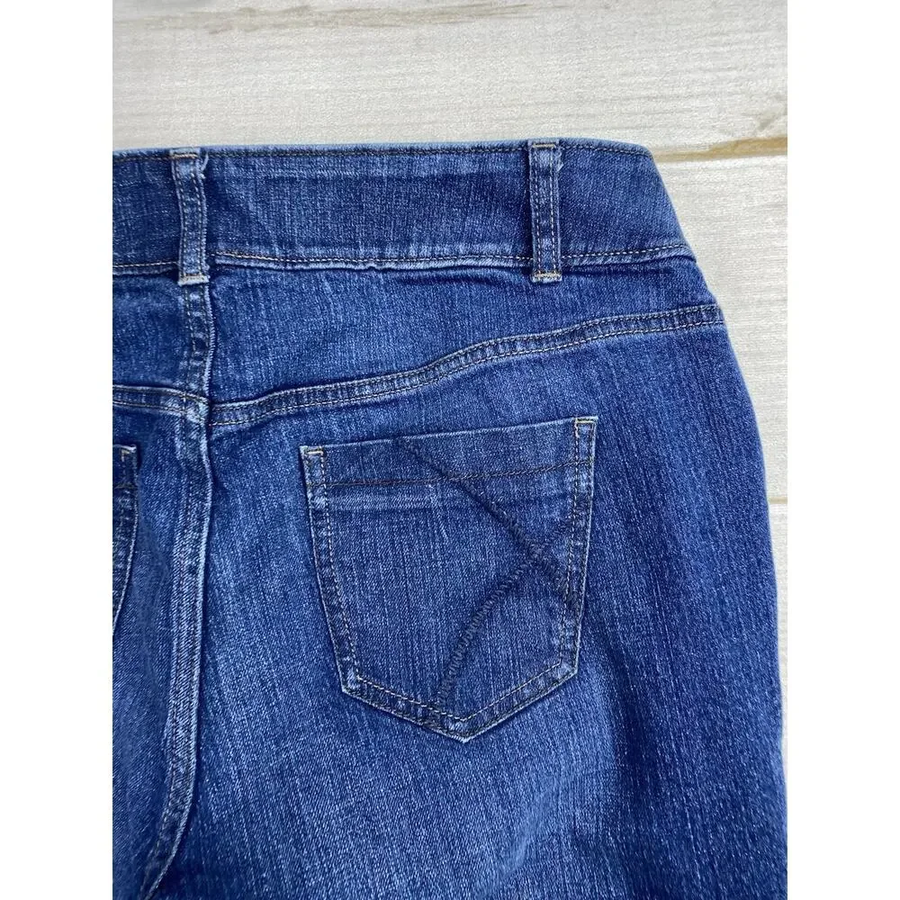 Lane Bryant Flare Jeans Sz 14 Tall High Rise Tighter Tummy Technology Dark Blue